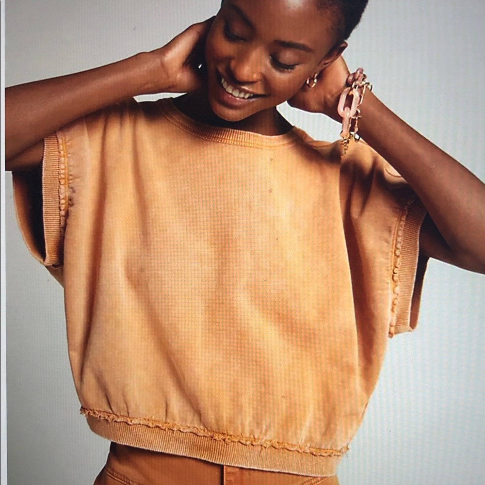 Pilcro Cropped Gold Top Size S